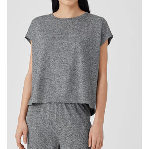 Eileen Fisher Organic Cotton Hemp Boxy Top Crew Neck Minimalist Capsule, XL/1X